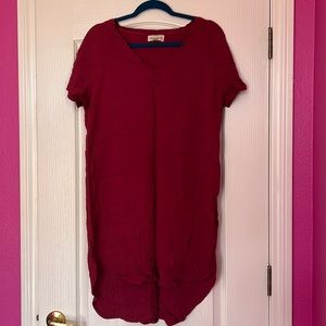 Burgundy T shirt dress